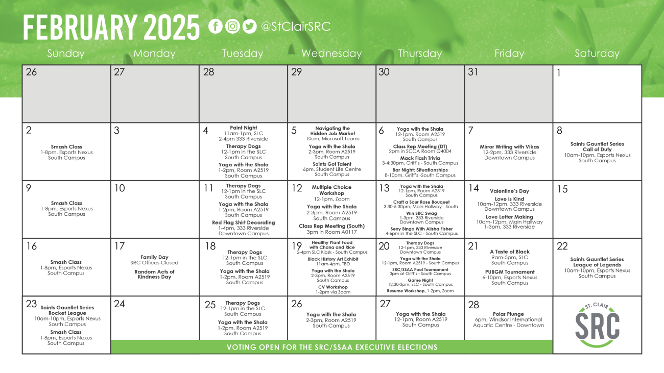 February 2025 Social Calendar