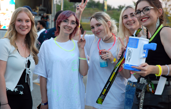 A group of 4 students at the DJ Colour Party