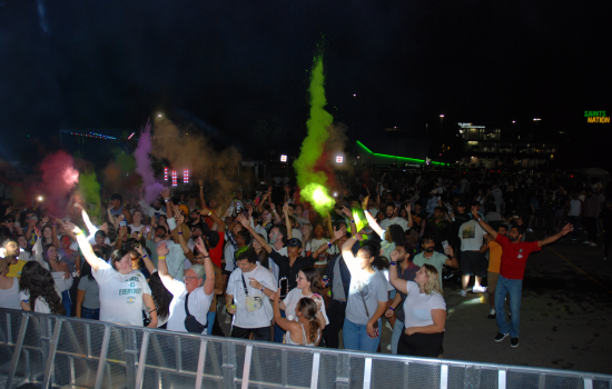 Crowd during the colour drop at the DJ Colour Party