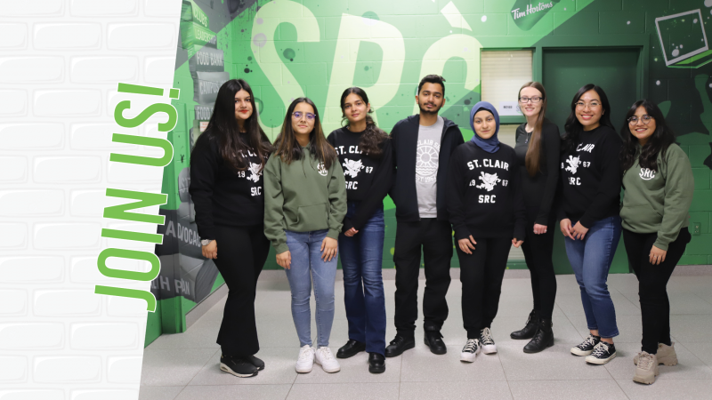 Group photo of the 2023-2024 SRC Board with the text "Join Us!"